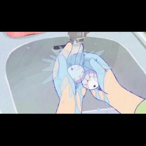 струя воды аниме, мемы аниме, вымыть руки, аниме, правильно мыть руки