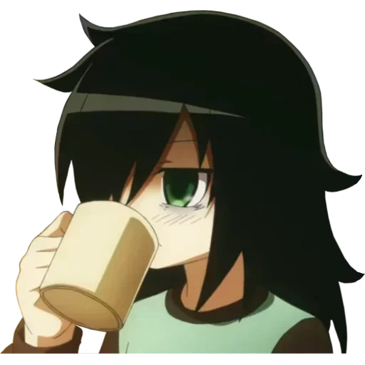 kuroki tomoko, watamote tomoko, tomoko kuroki drinks, tomoko kuroki cup, tomoko kuroki drinks tea