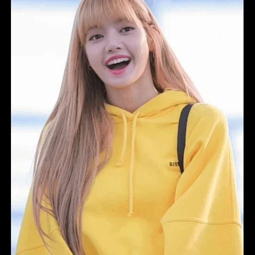 mujer joven, rosa negro, lisa amarillo, actividad, lisa blackpink