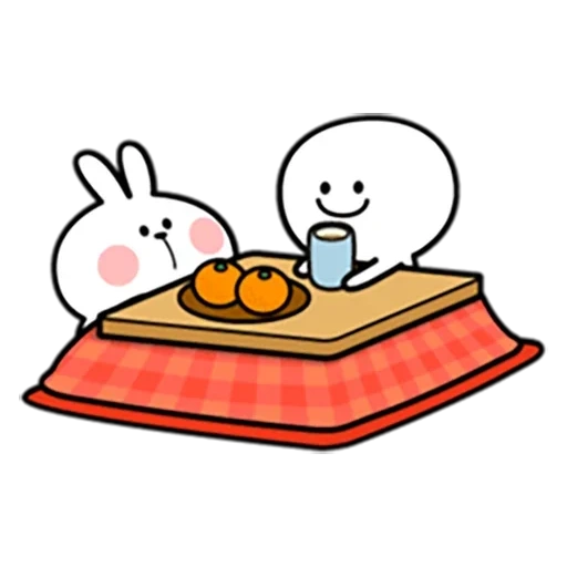 kawaii, lapin, clipart, lapin gâté et sourire