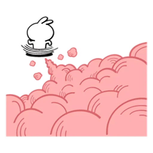 animación, gracioso, pequeña oveja, nubes rosadas, nube en polvo