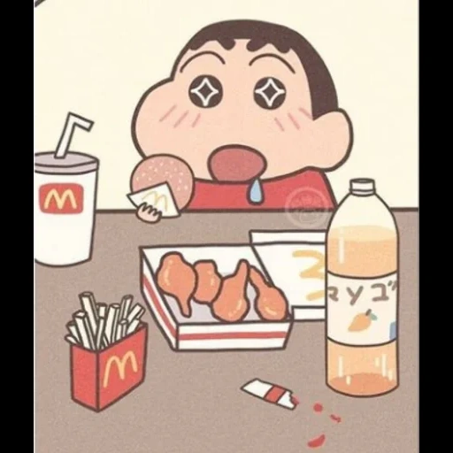 sakata, people, shin chan, the items on the table, new zen cartoon