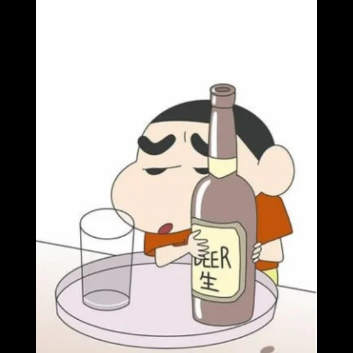 xingtian, shin chan, artículos sobre la mesa, nueva caricatura zen, patrón de animación lindo