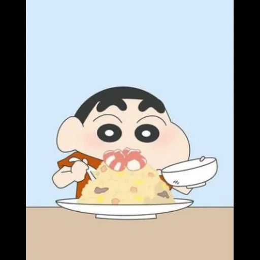 син-тян, человек, shin chan, предметы столе, crayon shin-chan food