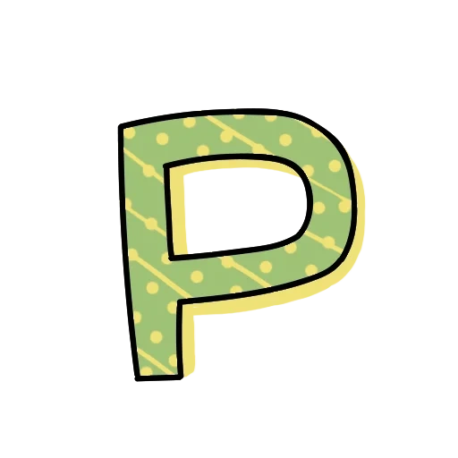 briefe, der brief p, grüne buchstaben, alphabet von buchstaben, der buchstaben p ist grün