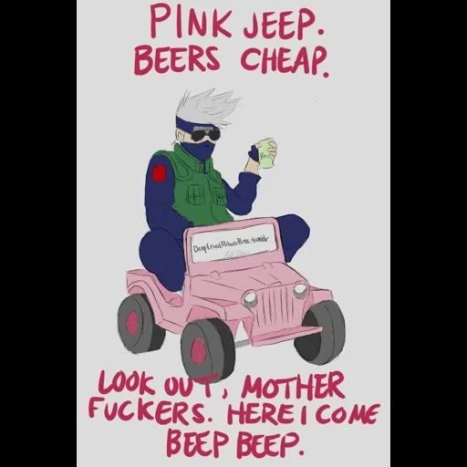anime, delivery, delivery man, kakashi sakura, pink jeep beers cheap