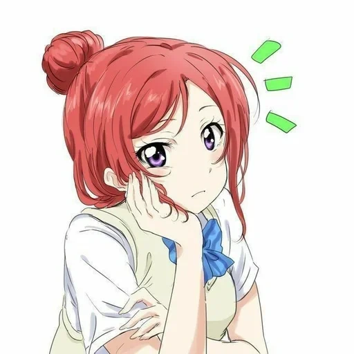 animação vermelha, kono ono, menina anime, maki nishikino, o xino está a chorar