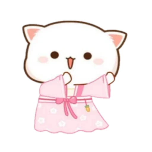 katiki kavai, gambar chibi yang lucu, gambar kawaii yang lucu, gambar kucing lucu, kucing persik mochi mochi