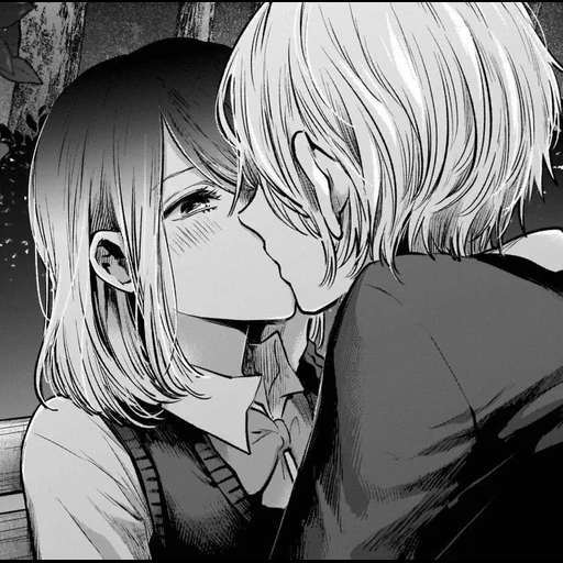 immagine, un paio di manga, coppie anime, manga anime, bacio manga