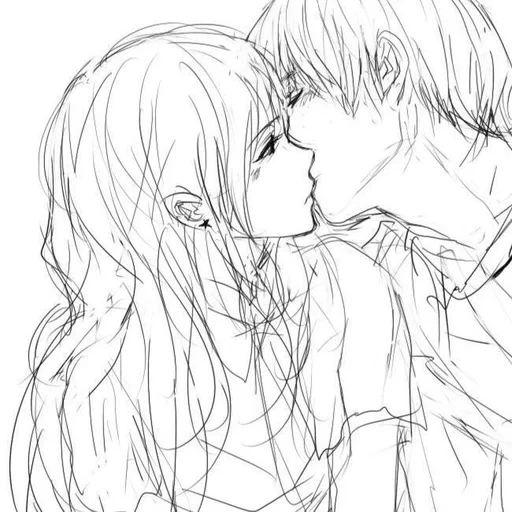 anime lovers, anime picture, anime lovers painting, anime sketch couple, anime couple sketch