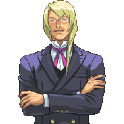 ace attorney, byakuya togami, kirihito garyuu, christopher ace avvocato, sprites kristoph gavin