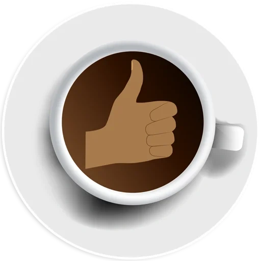 café, um copo de café, café expresso, xícara de café, polegar para cima