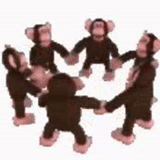 singes, danse de singe, danse de singes, singes d'une danse ronde, singe conduisent une danse ronde