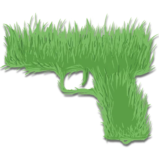 трава, рисунок, буквы травы, эмодзи пистолет, пистолет зеленом фоне