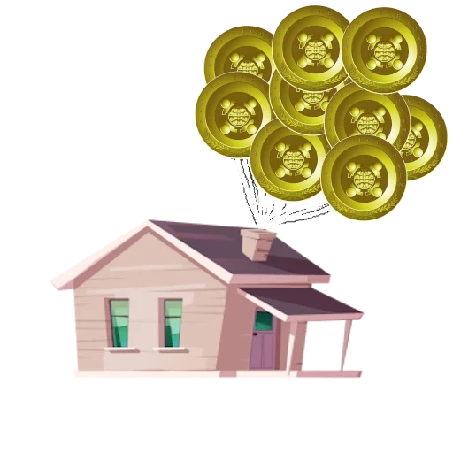 дом, дом вектор, недвижимость, домик монетках, векторный домик