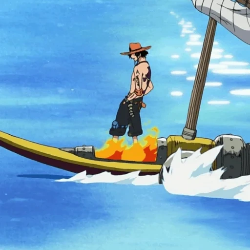 satu potong, belakang, anime one piece, ace van pis boat, kapal ace van pisa