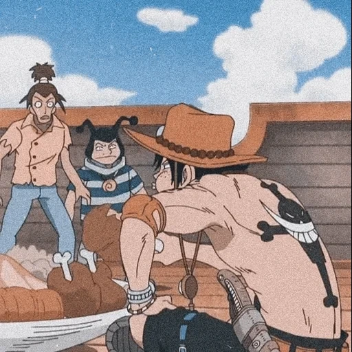 off-road vehicle, clown, van pease, luffy ace, one piece animation