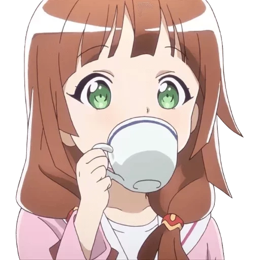 furi-kuri, anime drinks tea, the hormone of joy, anime characters, plastic memories of nina