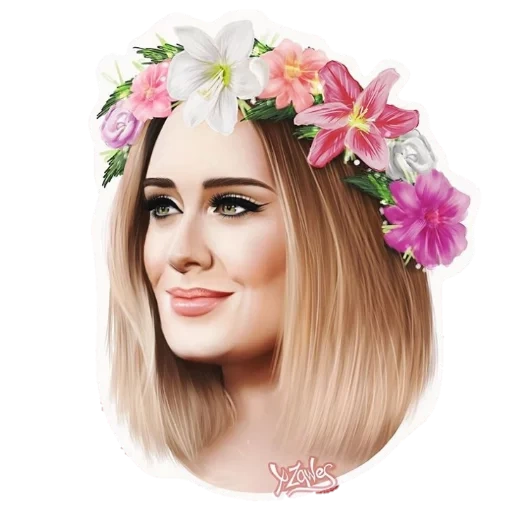 adele, young woman, blossom flower, the woman is beautiful, artificial flower