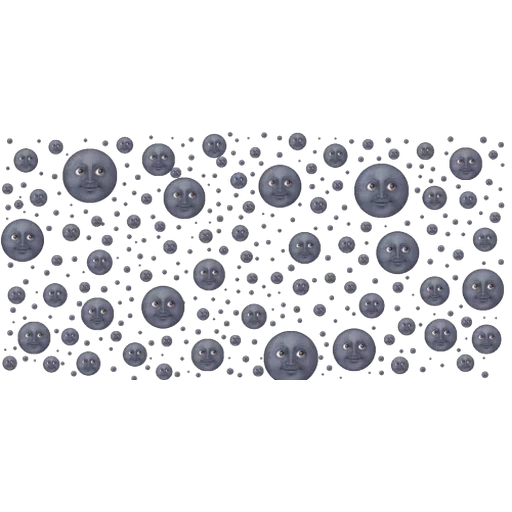 lune emoji, von luna emoji, tone clair avec des points, la mousse de la texture est transparente, cercles de motifs de confettis