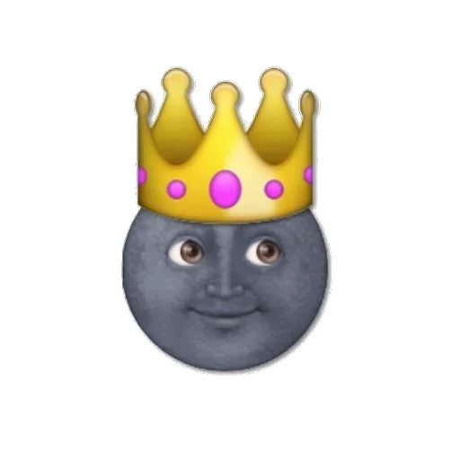 lune emoji, couronne des emoji, emoji de lune noire, couronne iphone emoji, smiley avec une tête de couronne