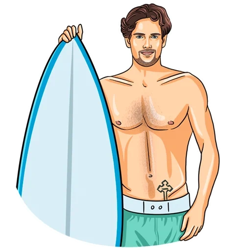 surfer, mensch, der männliche, koen kryfish, guy surfer drawing vector