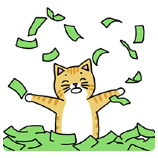 dinero, dinero de gato, gato cajero, kitty con dinero