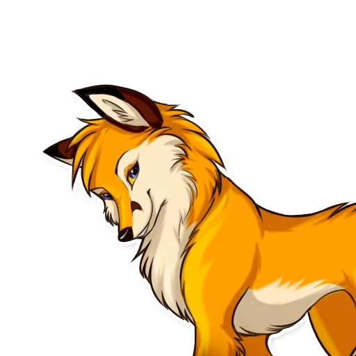 fox, anime, yellow fox art, cartoon fox, furri fox sryasovka