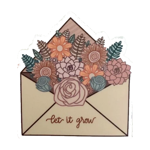 the envelope, envelope flowers, envelope with flowers, the drawing of the envelope, envelum envelope illustration