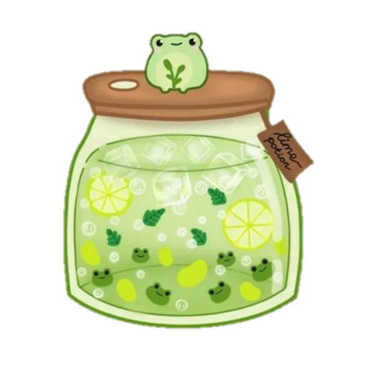 the drawings are cute, peas to the bank, the jar of the clover, summer kawaii drawings, stickers indie kyd frog