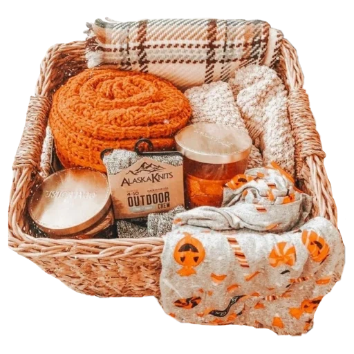 autumn, home comfort, aesthetics autumn, gift basket, cosmetic kit basket