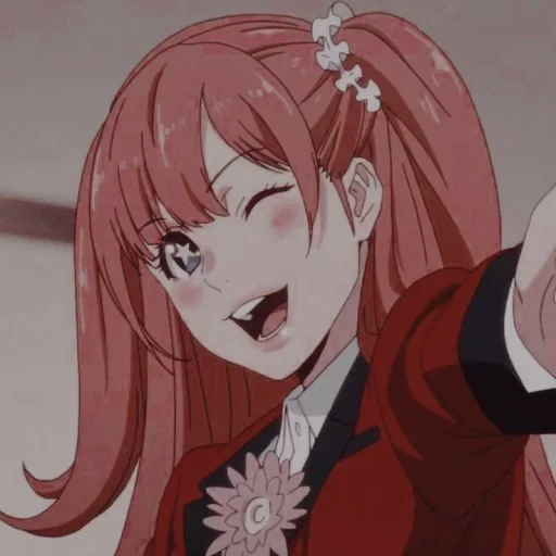 kakegurui, yumami yumamite, anime girls, anime characters, anime crazy excitement