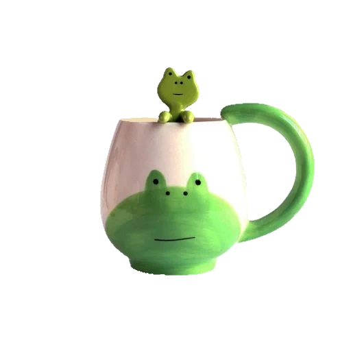 a cup, teapot frog, mug frog, ceramic cup, ceramic kettle