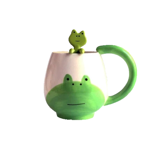 une tasse, grenouille à théâtre, grenouille, tasse en céramique, bouilloire en céramique