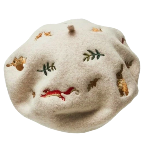 береты каваи, женские береты, шерстяной берет, berets with embroidery tumblr, белая шерстяная шляпа hm вышивкой кошки
