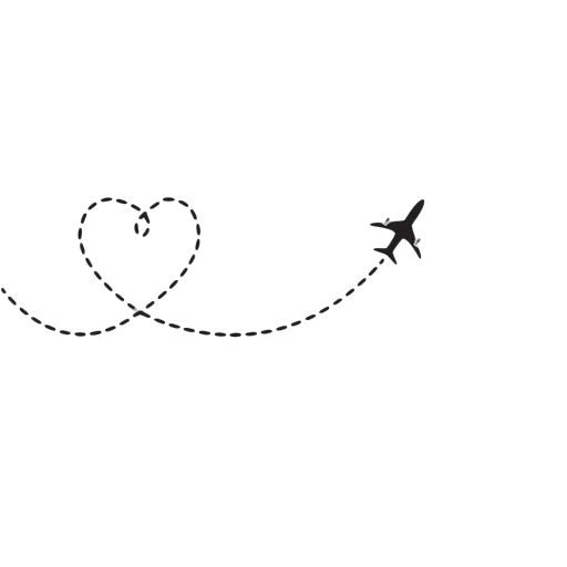 avions tatoués, symbole du cœur, symboles plats, vecteur cardiaque, avion pointillé