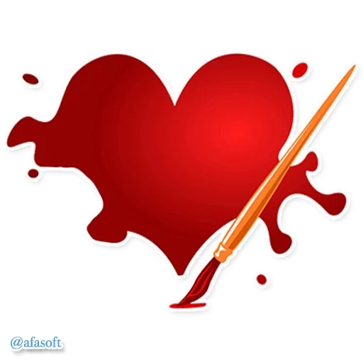 cœur, le cœur est un fond, le cœur avec un pinceau, le cœur est rouge, le courant dominant je ne reviendrai pas