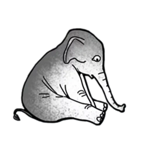 elephant, sad elephant, elephant illustration, elephant sketch of the contour, elephant drawing with a pencil