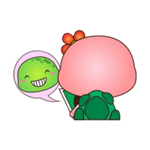 anime, los dibujos son lindos, tortuga de línea, dibujos divertidos, tortoise de emoji manzana