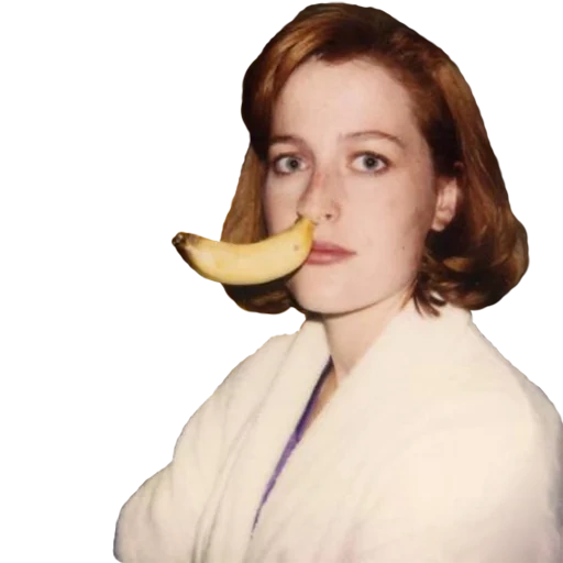plátano, broma, humano, mujer, gillian anderson banana
