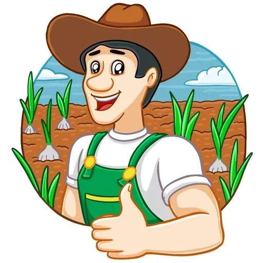 фермер, садовник для детей, телеграм стикеры, символ агронома, farmer