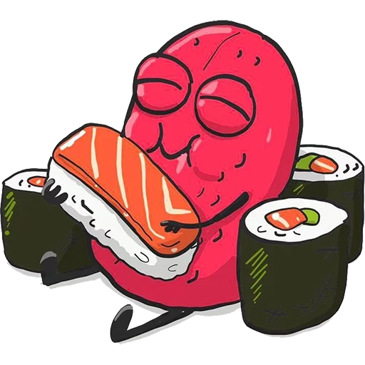 amapola de sushi, rollo de sushi, monstruo de sushi, rollo de broma, logotipo de volumen de pizza