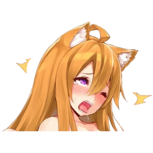 ahgau, ahh's high face, ahgao fox, anime fox, anime girl