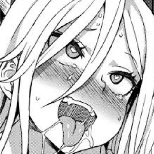 ahgao, aheo neko, manga ahgao, anime avec un visage élevé, bande dessinée d'anime ahegao