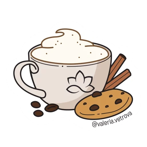 esboço de café, comida de esboço, chá de desenho fofo, chumbo de café cappuccino
