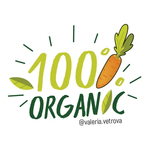 organic, products, 100 organic, logo carrot cafe, 100 natural sticker