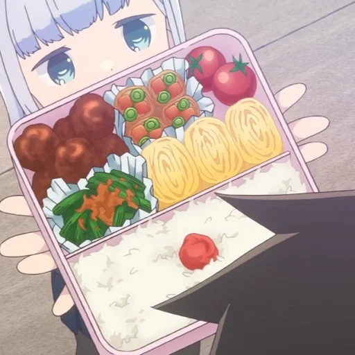 anime, anime de comida, anime bento, nutrición saludable del anime, anime bento de comida japonesa