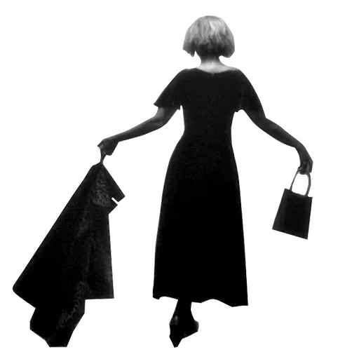 the silhouette of the young lady, the silhouette is female, the silhouette of the buyer, business packages silhouette, shopper silhouette transparent background