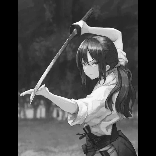 días samurai cuchillo, cuchillo guerrero de animación, espada de niña de animación, guerrero niña anime, chica de cómic en movimiento
