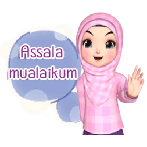 jovem, 3 d muçulmano, hijab fofo, hijab muçulmano, cartoon hijab